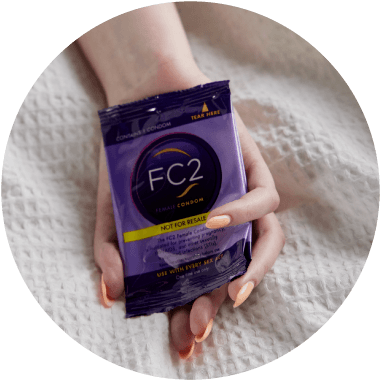 FC2 Female Condom sachet in female hand